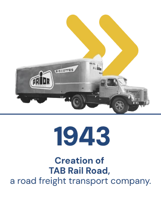 1943 - Creation of
TAB Rail Road,
a road freight transport company.